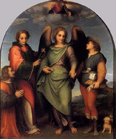 Andrea del Sarto Tobias and the Angel with St Leonard and Donor